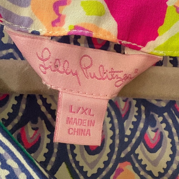 Lilly Pulitzer Lettie Silk Caftan/ "Safari Sighted" print. Cruise/Beach L/XL - Picture 8 of 8